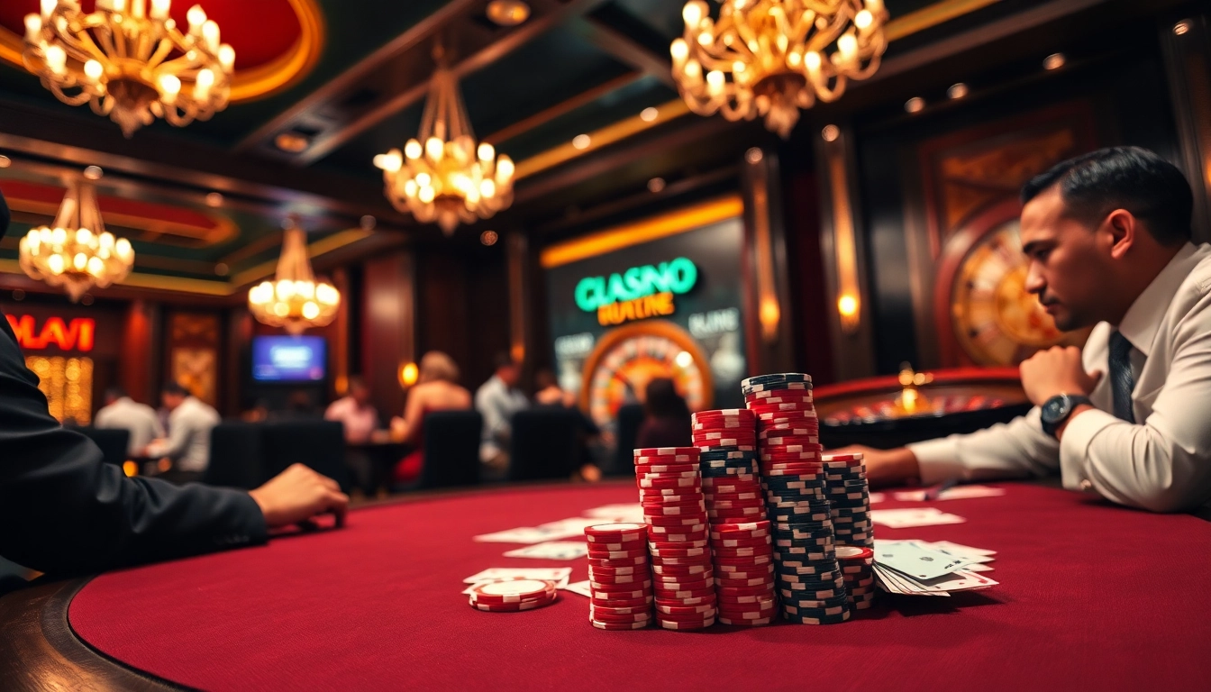 Experience high-stakes gaming at the SX88 casino table with vibrant chips and cards.