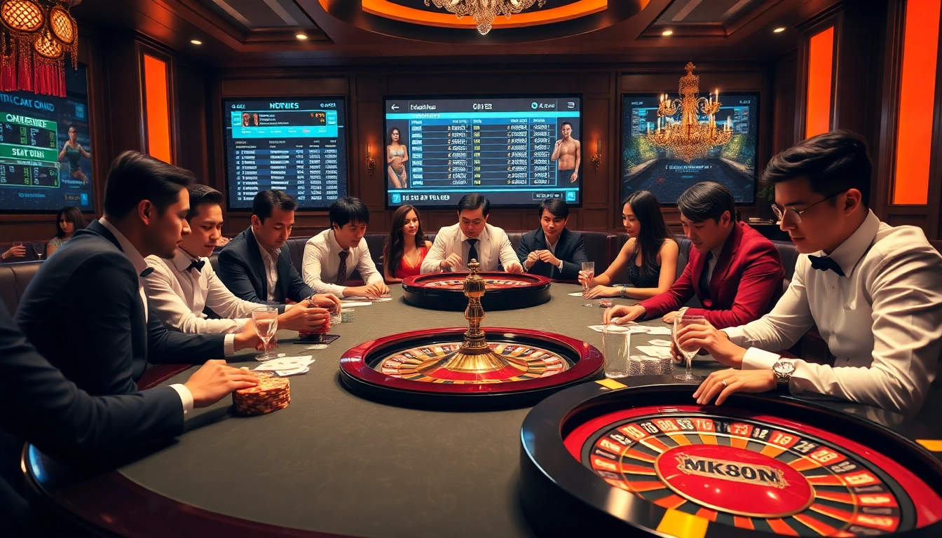 Experience thrilling gameplay at https://mk8th.net/, featuring poker chips, cards, and a glamorous casino setting.