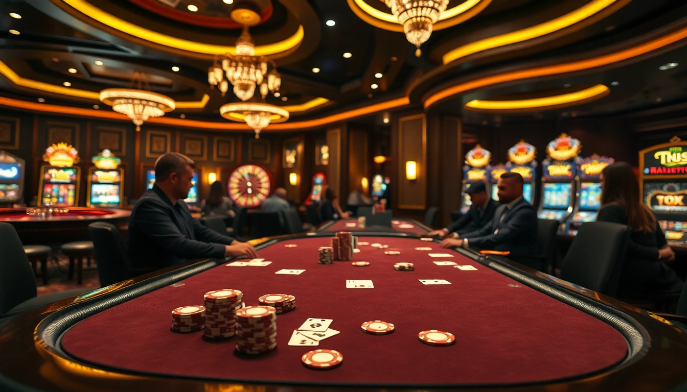 Players engaging in high-stakes poker at a luxurious casino showcasing s8 betting strategies.