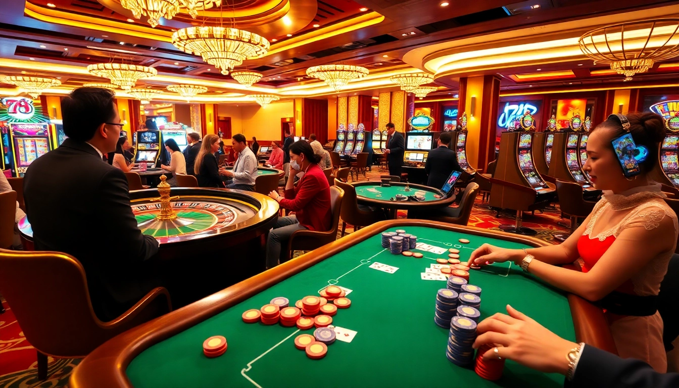 Experience the excitement at Nhà cái 78WIN with vibrant casino tables and thrilling gambling action.