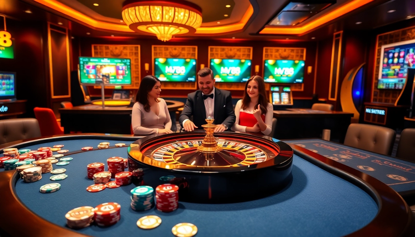 Exciting gameplay experience at MV 88 casino with vibrant gaming tables and enthusiastic players.