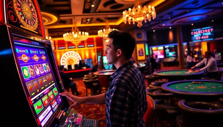 Experience thrilling games at QQMacan with vibrant slot machines and players enjoying the action.