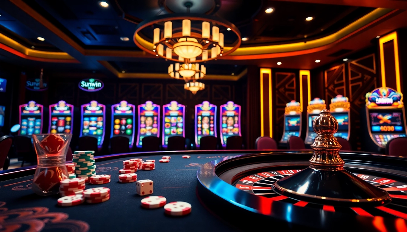 Experience the excitement of sunwin at a luxurious casino table with cards and chips.