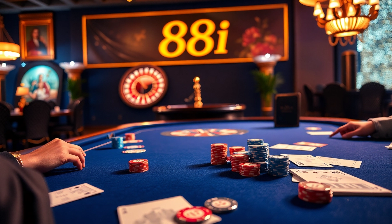 Players engaged at the 88i casino gaming table, showcasing excitement and strategy.