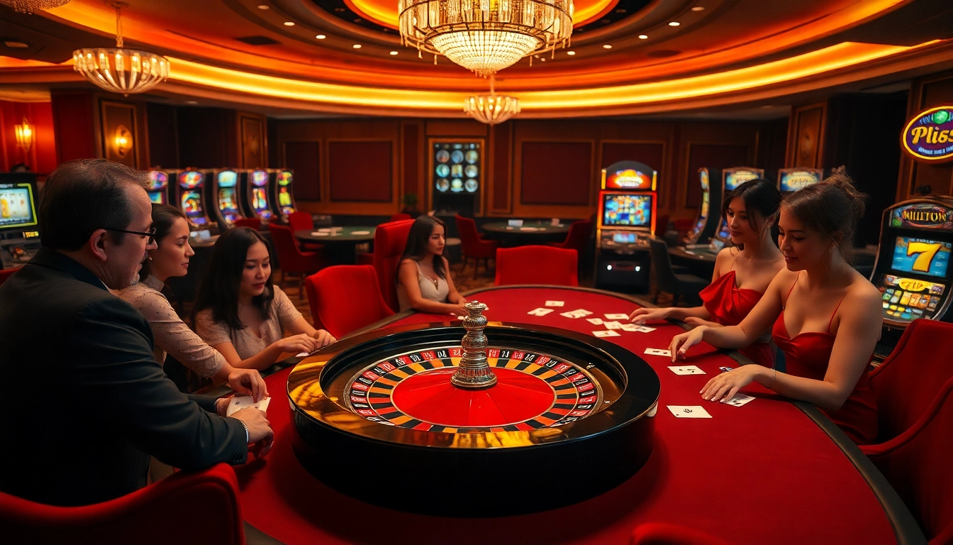 Experience high-stakes excitement at https://kk55.group with players enjoying roulette and blackjack in a luxurious casino environment.