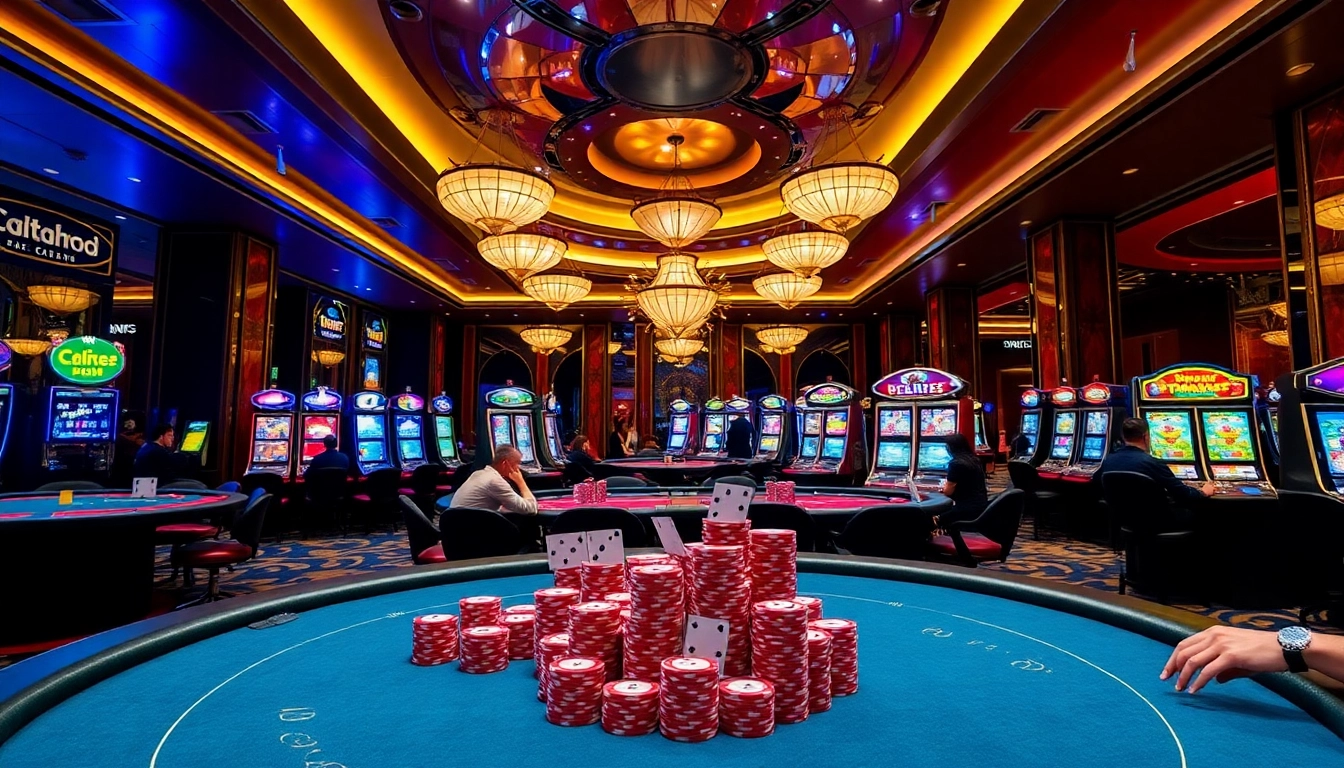 Jun88 casino players enjoying thrilling moments at poker tables and slot machines.