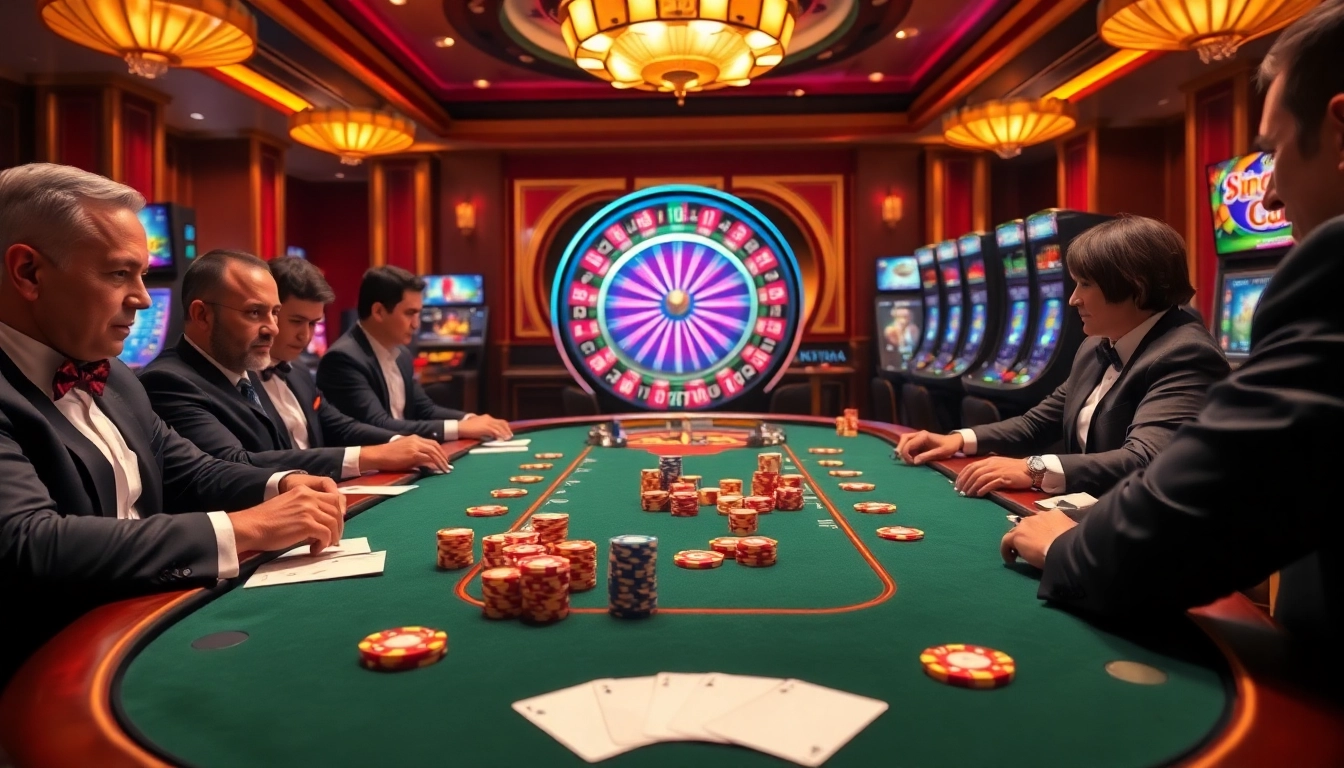 Engaged players enjoying a thrilling round at MM88's high-stakes poker table surrounded by excitement.