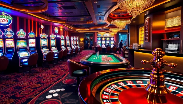 Experience the thrill of casino gaming at Hitclub, showcasing vibrant slot machines and tables.