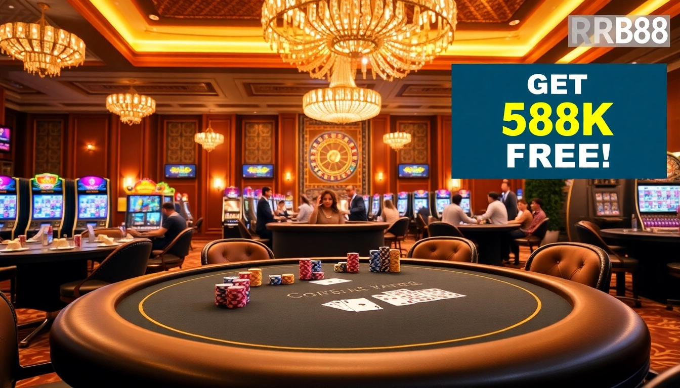 Experience thrilling moments at RR88 casino with vibrant poker chips and inviting atmosphere.