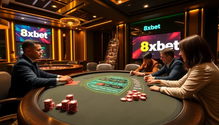 Experience the thrill of gaming at 8xbet with vibrant casino tables and lively atmosphere.