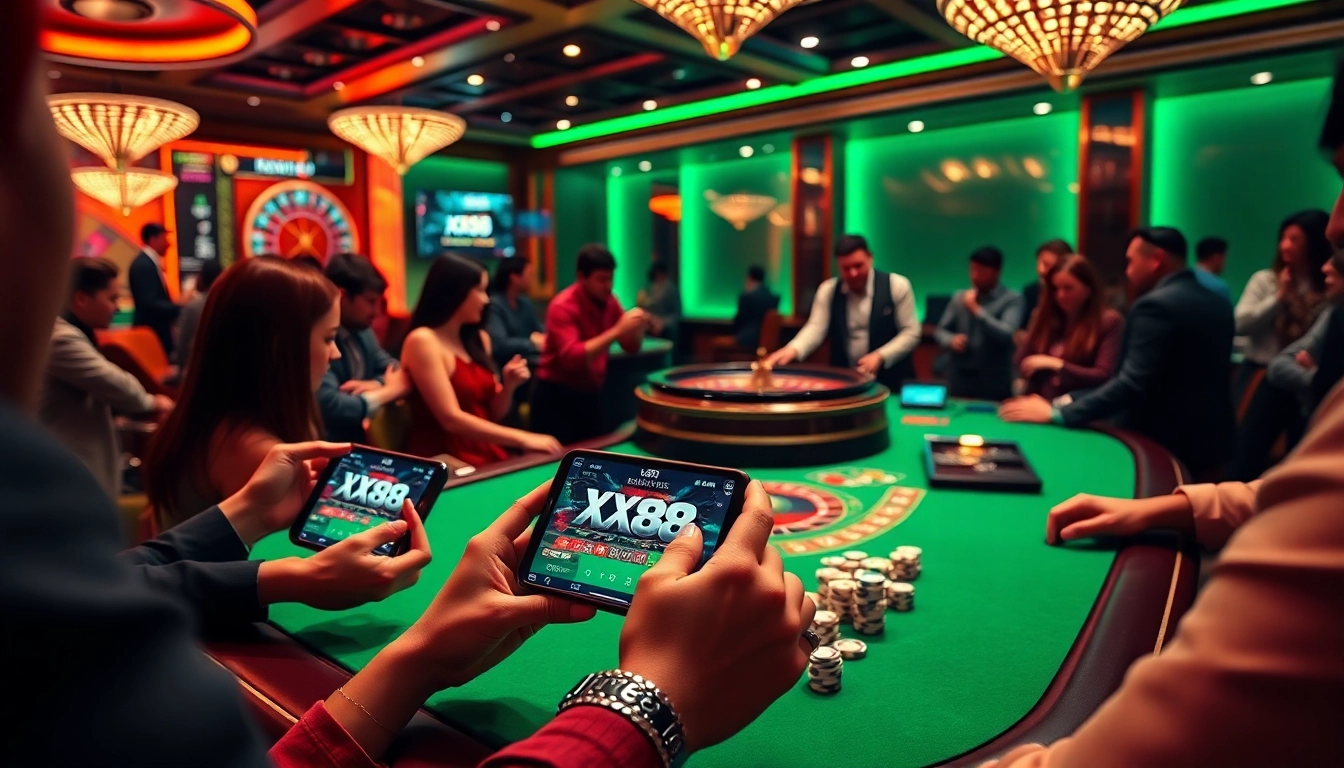 Players enjoying their time at the xx88 casino, engaging in thrilling betting actions.