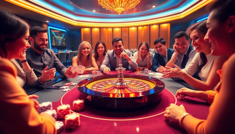 A dynamic casino scene depicting players at a modern gaming table, connecting with the theme home jl55.