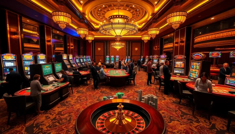 Exciting gameplay at sv388 casino featuring blackjack tables and vibrant slot machines.