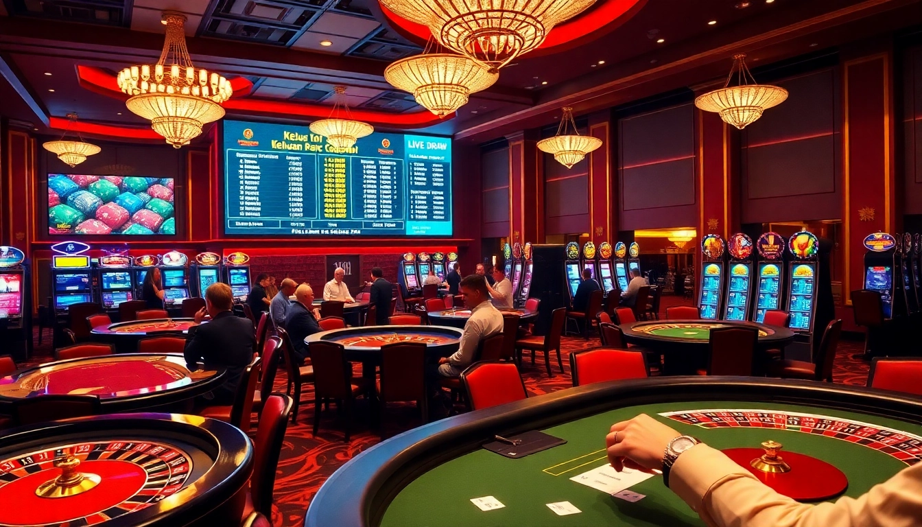 Experience exciting keluaran china results in a lively casino with tables and players engaged.